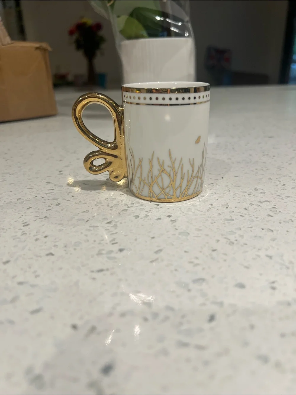Turkish Elegant White and Gold Porcelain Coffee Cup Set